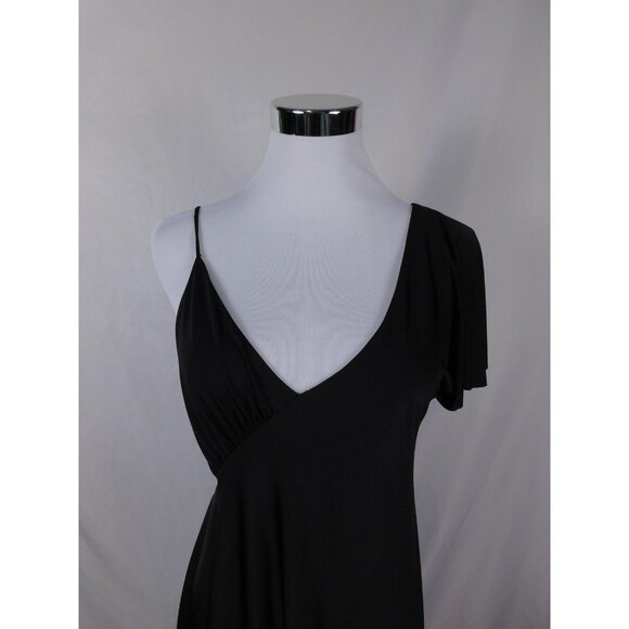 Silence + Noise Black One Shoulder Asymmetrical Surplice Dress Glam Witch - Picture 1 of 12